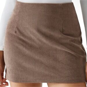 Halara Cocoa Brown Corduroy Back Zip Mini Skirt Skort Size Small